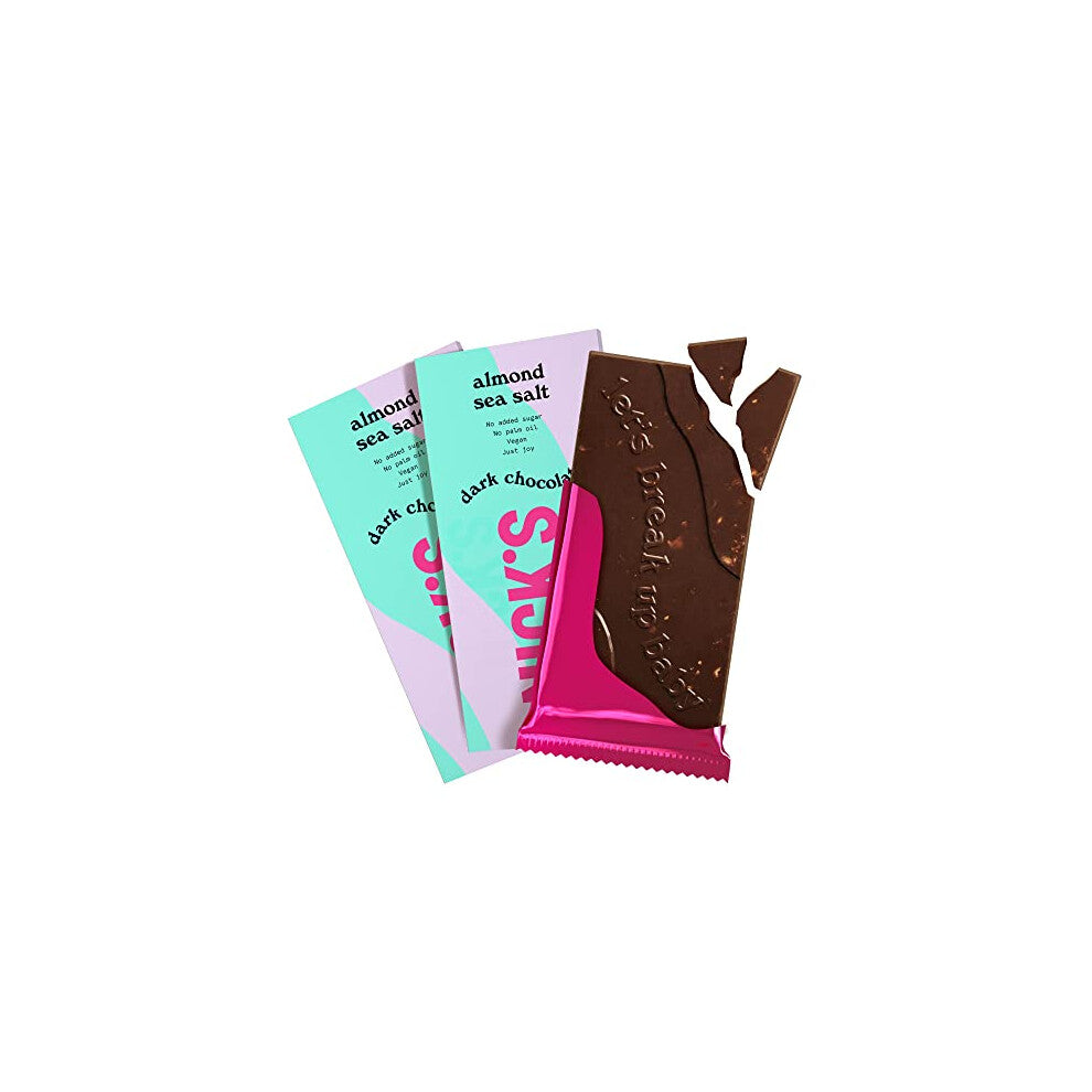 NICKS Keto Chocolate blocks, Dark chocolate almond sea salt no added sugar, gluten free, without palm oil, vegan chocolates (3x75g)