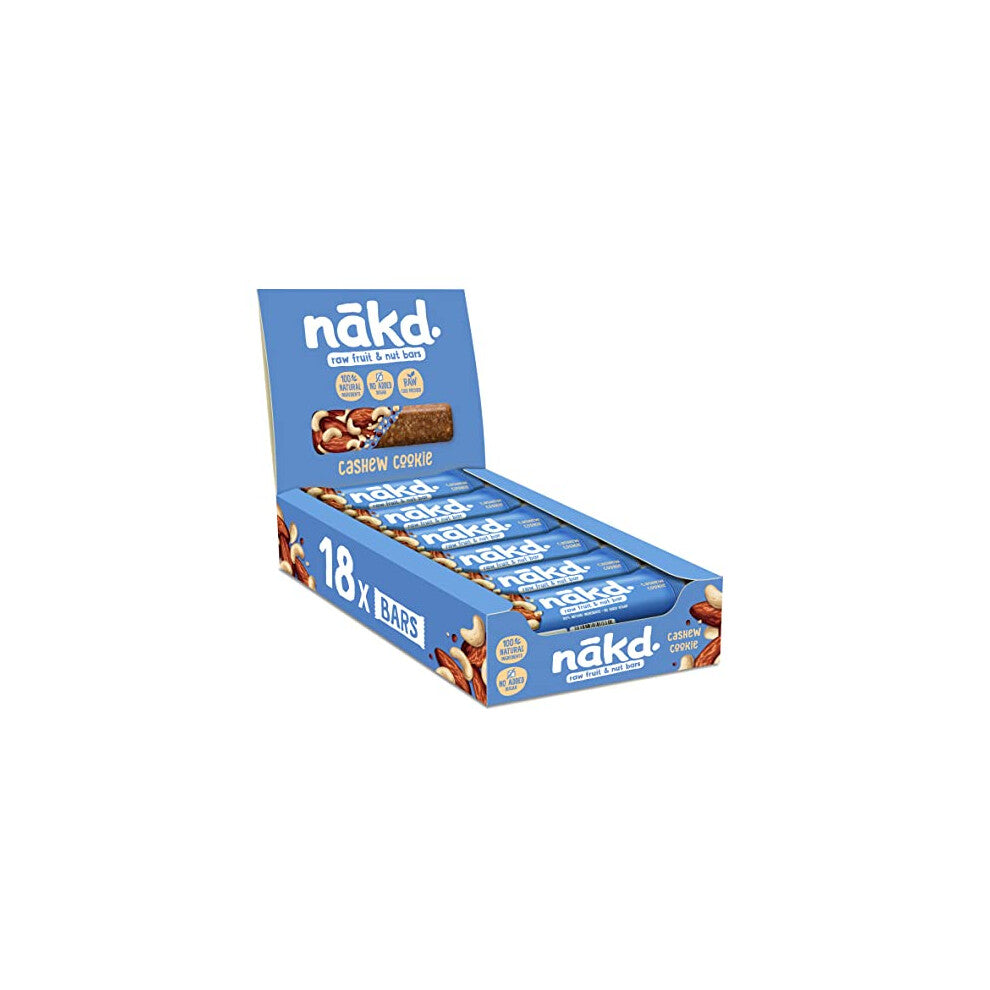 Nakd Cashew Cookie Natural Fruit & Nut Bars - Vegan - Healthy Snack - Gluten Free - 35g x 18 bars