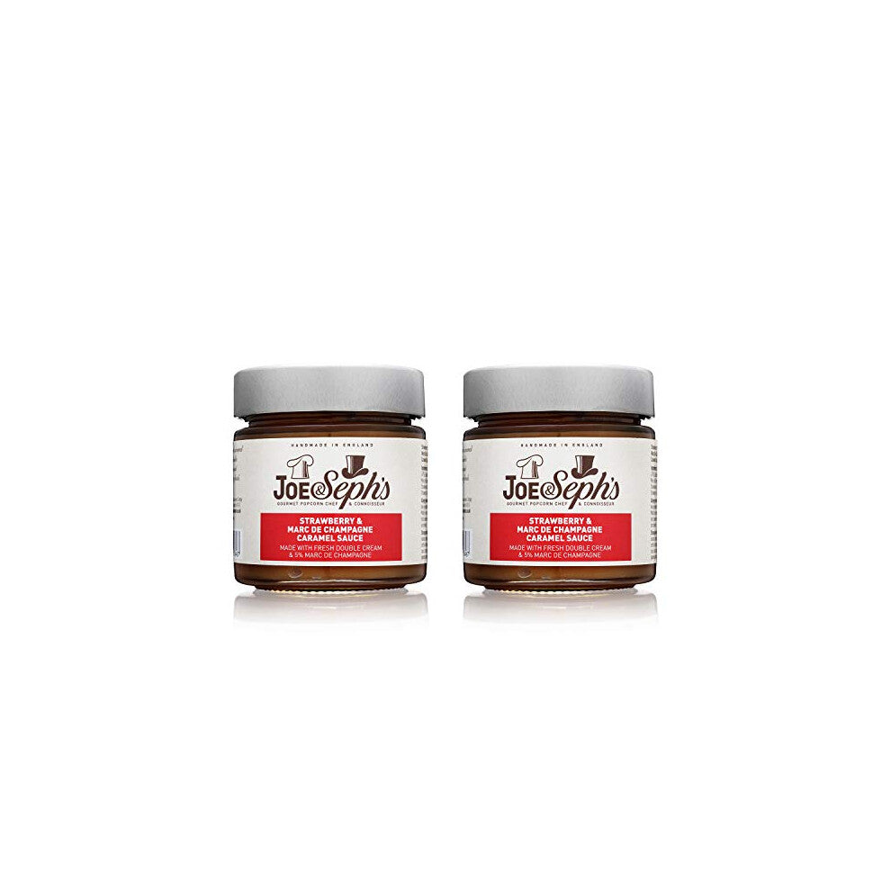 Joe & Seph's Strawberry Marc de Champagne Caramel Dessert Sauce Spread - 2 x Jars | Handmade in the UK | Gluten Free | Suitable for Vegetarians | Home