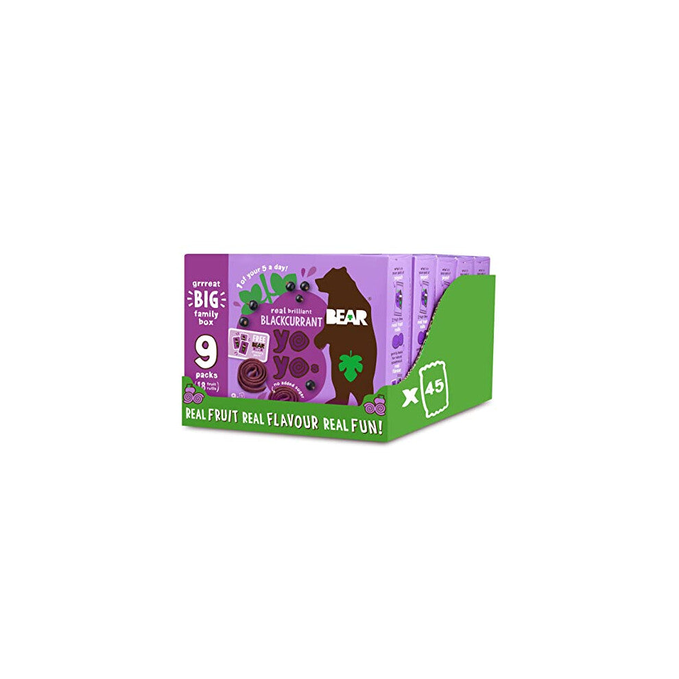 BEAR Blackcurrant Yoyos - Dried Fruit Rolls - Healthy Kids Snack - Vegan - 20g (45 packs)