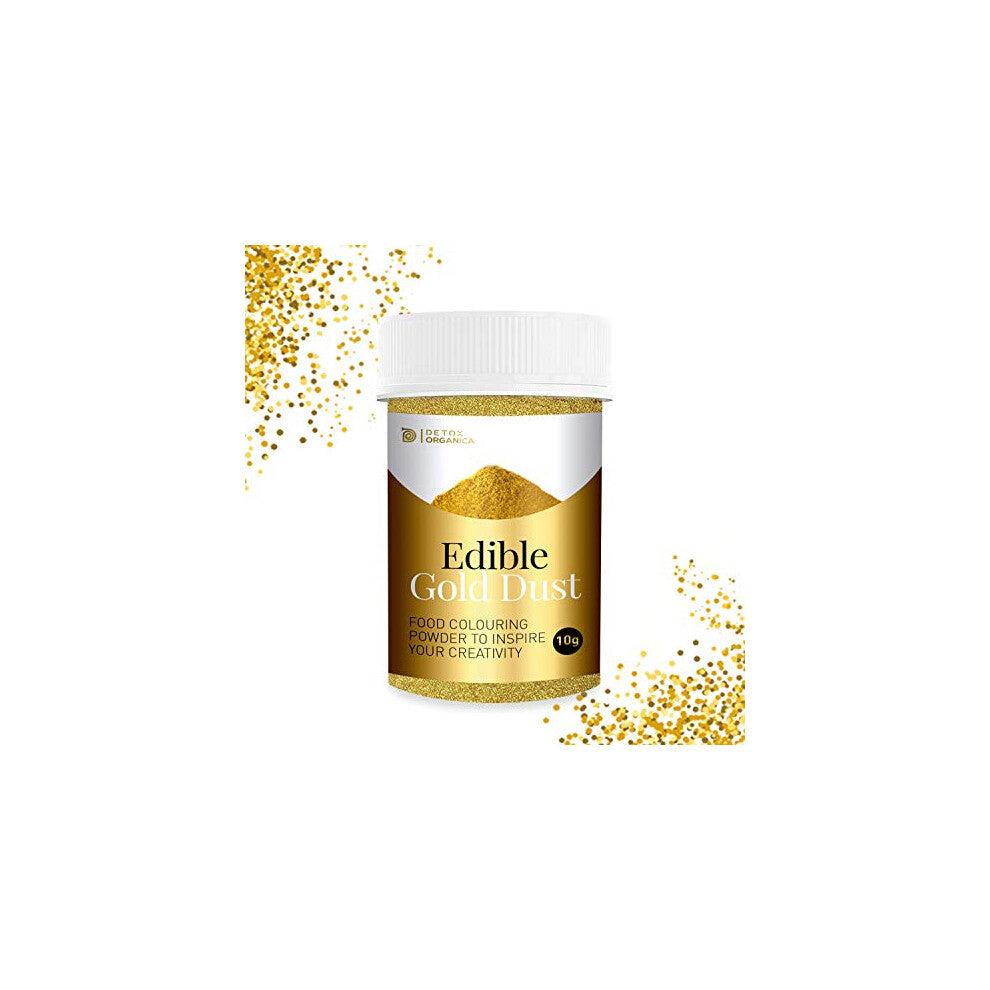 Gold Dust Edible Glitter 10g - Edible Cake Decorations - Edible Gold Glitter for Cake Icing, Muffins, Drinks Decorations