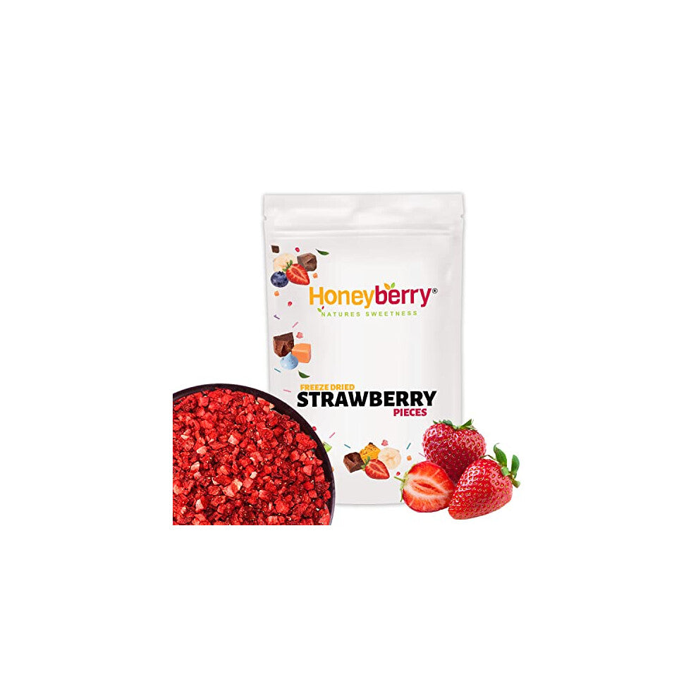 Freeze Dried Strawberry Pieces 250g - Premium Freeze-Dried Fruit Bits - 100% Natural, No Added Sugar or Preservatives Raw Dry Strawberries for Baking,