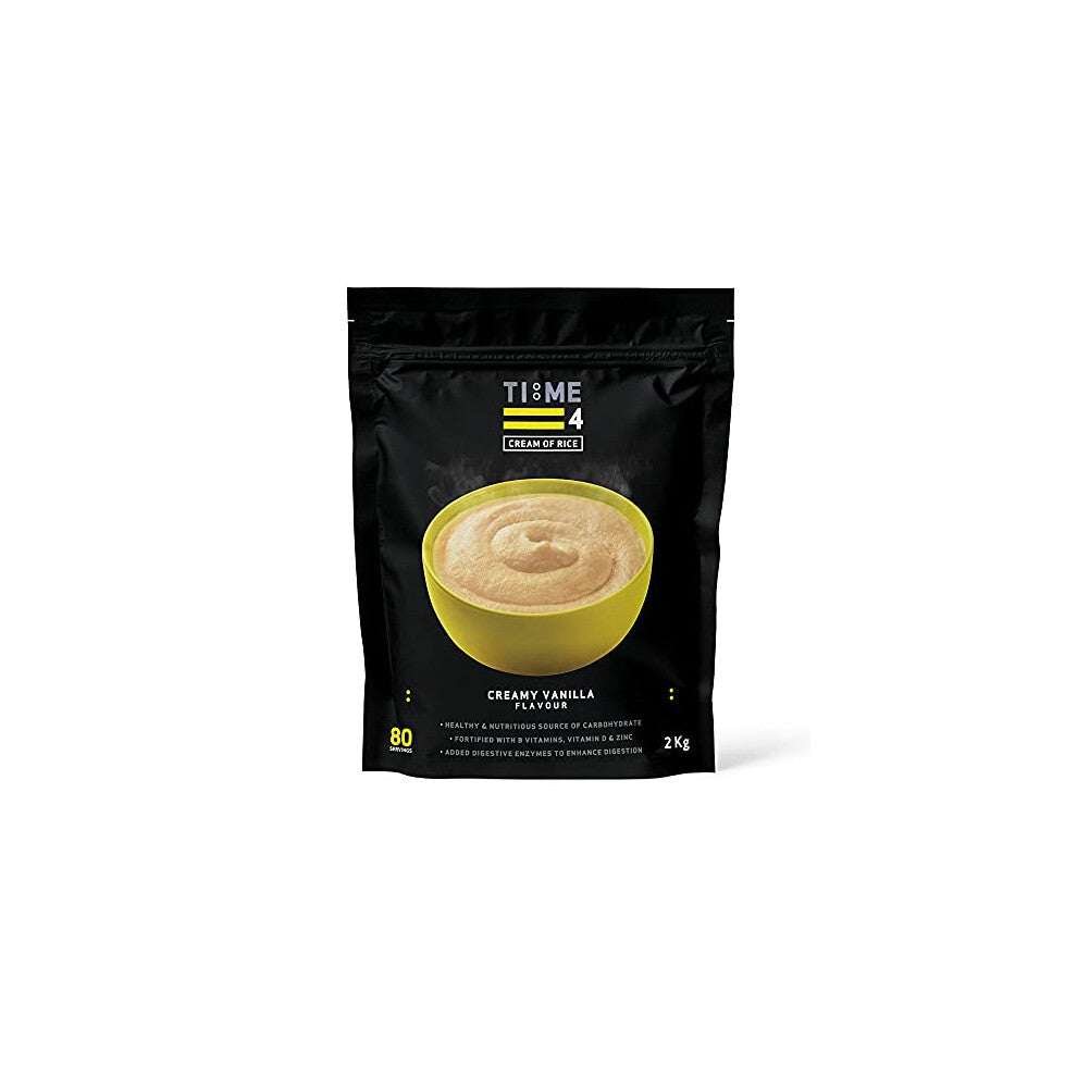Time 4 Cream Of Rice 2kg 80 Servings - Gluten Free Carbohydrate Source + Vitamins, Minerals & Digestive Enzymes - Vegan Friendly Rice Cream –