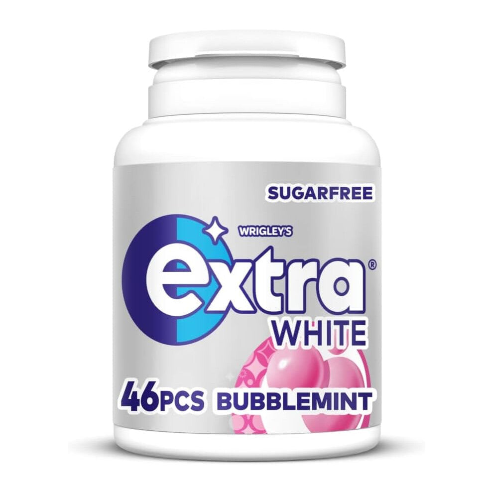 Extra White Bubblemint Sugarfree Chewing Gum 46pcs (Pack of 6)