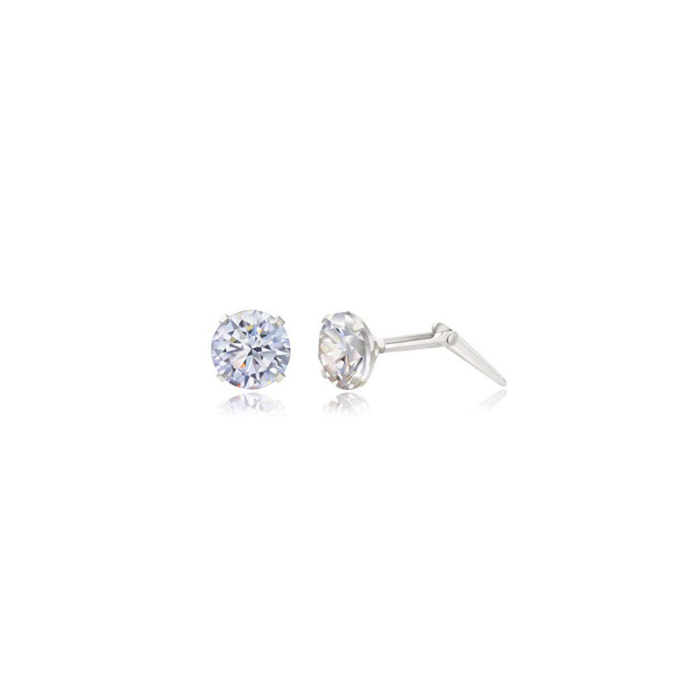 Sterling silver 5mm round white crystal Andralok stud earrings-Gift box