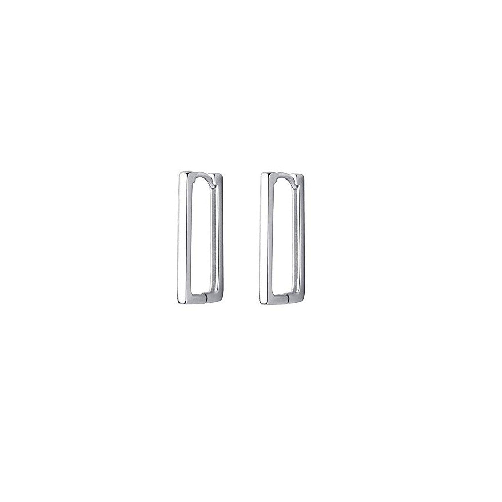 Rectangle Minimalist Sterling Silver Small Hoop Earrings for Women Girls Cartilage Dainty Huggie Hoops 20mm