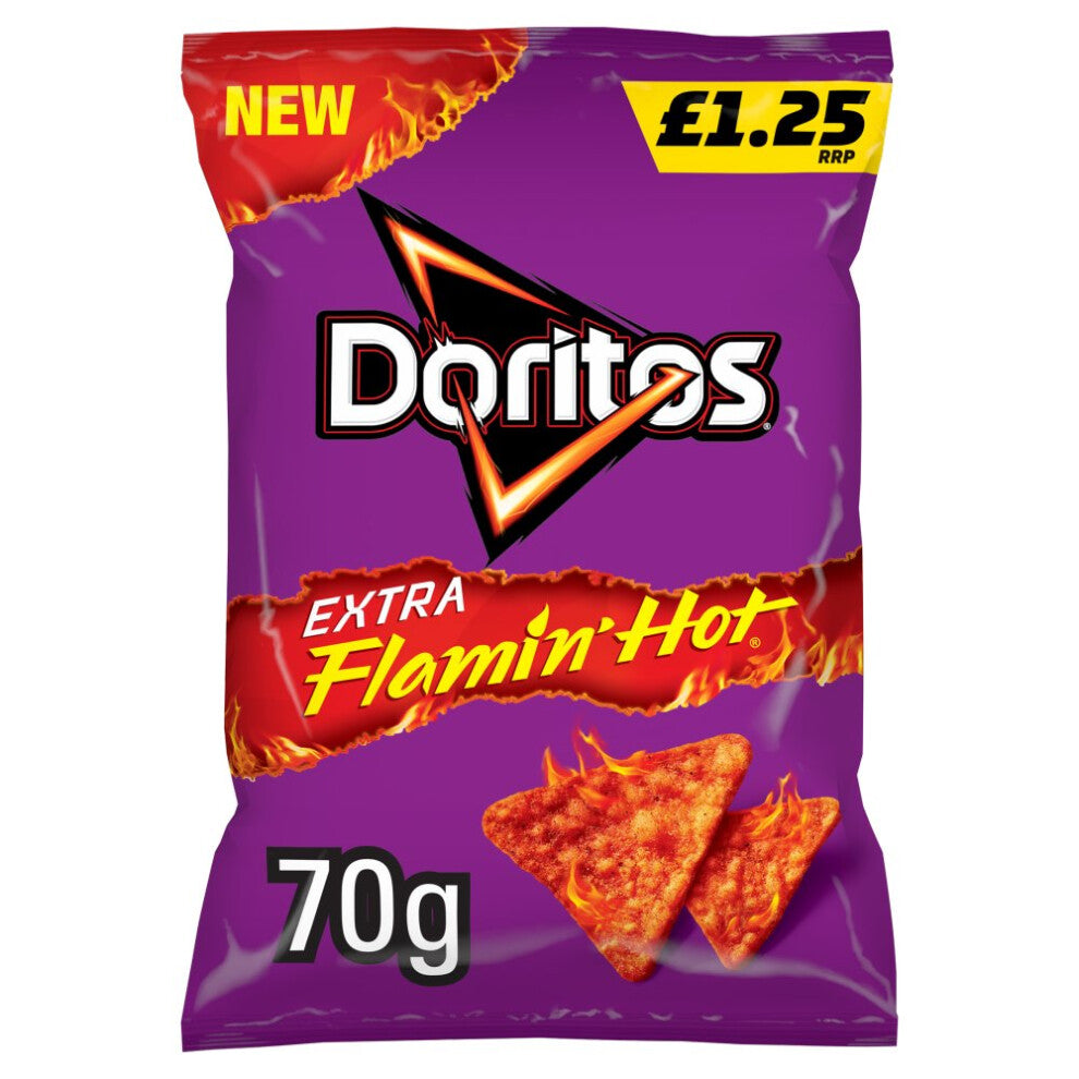 Doritos Extra Flamin' Hot Sharing Bag Tortilla Chips Crisps 15 x 70g