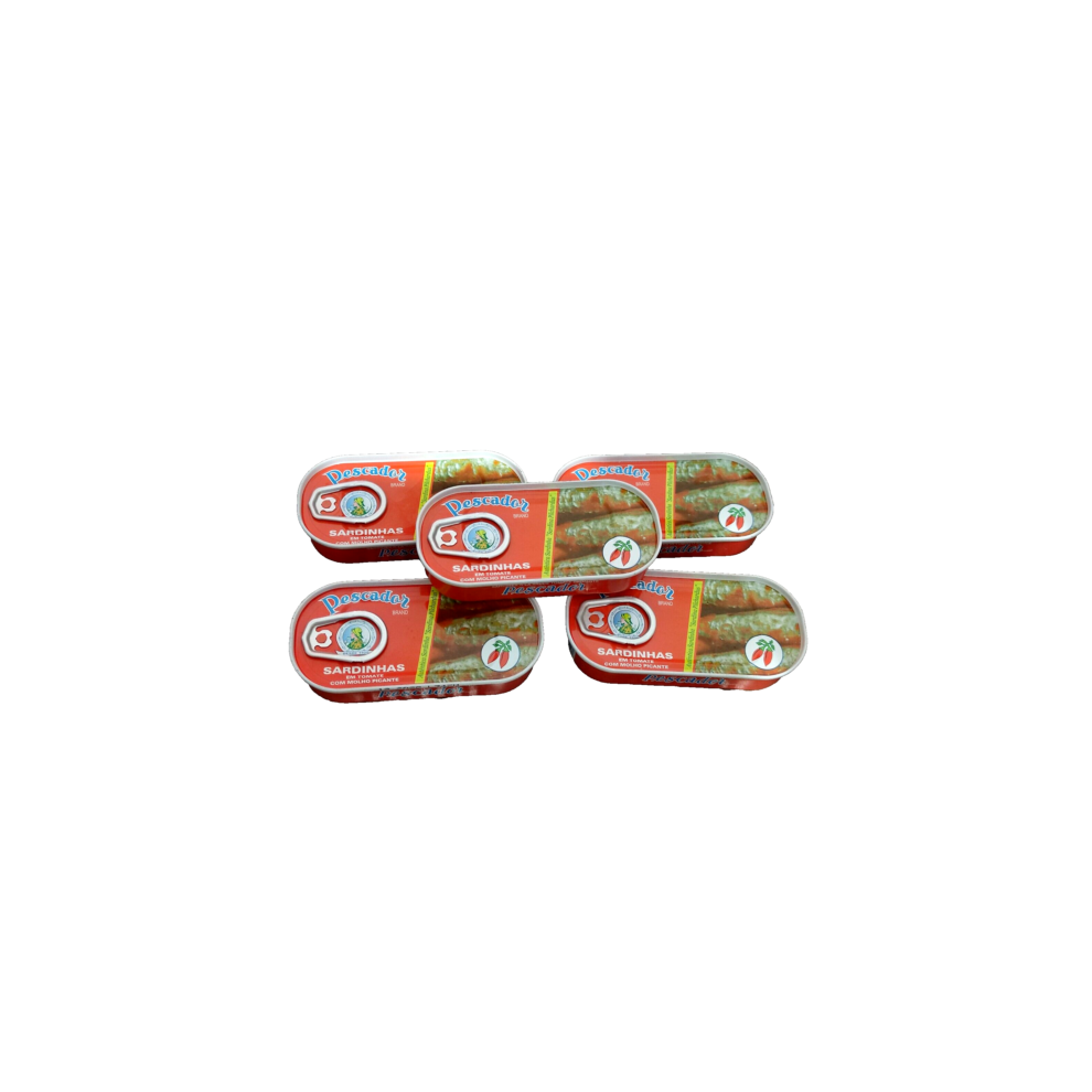 5 Cans Spiced Sardines in Tomato Hot Sauce Portugal 5 x 56g  Omega 3