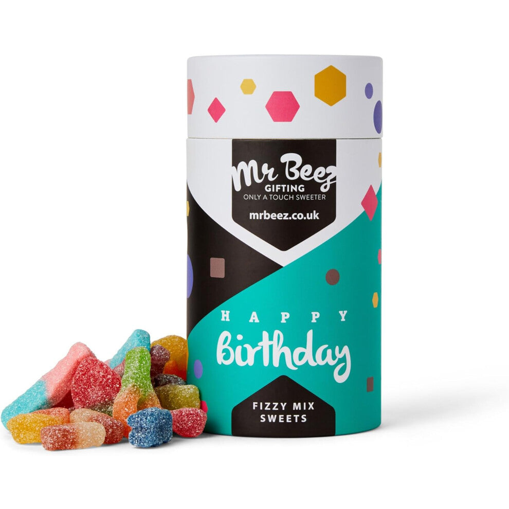 Happy Birthday Fizzy Mix Sweets Premium Birthday Gifts 500g Tubes Vegan Friendly