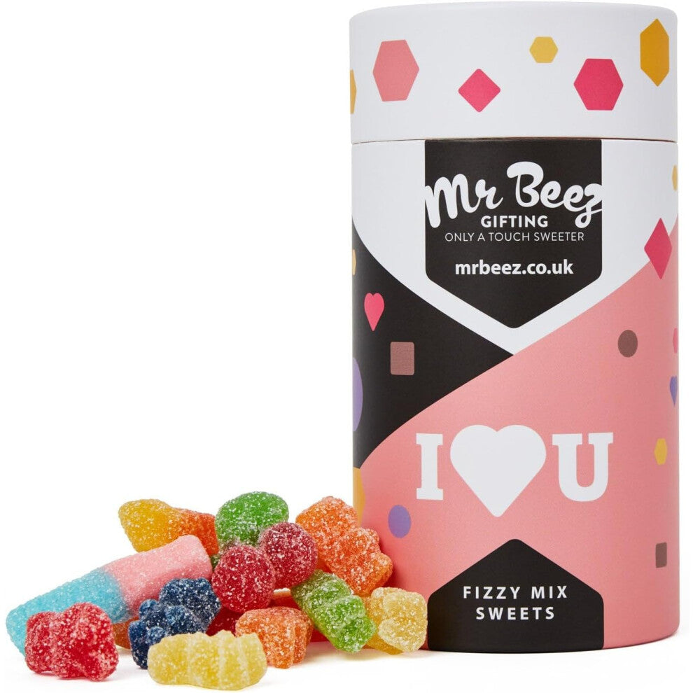 I Love You Fizzy Mix Sweets Premium Gifts 500g Tubes Vegan & Vegetarian-Friendly