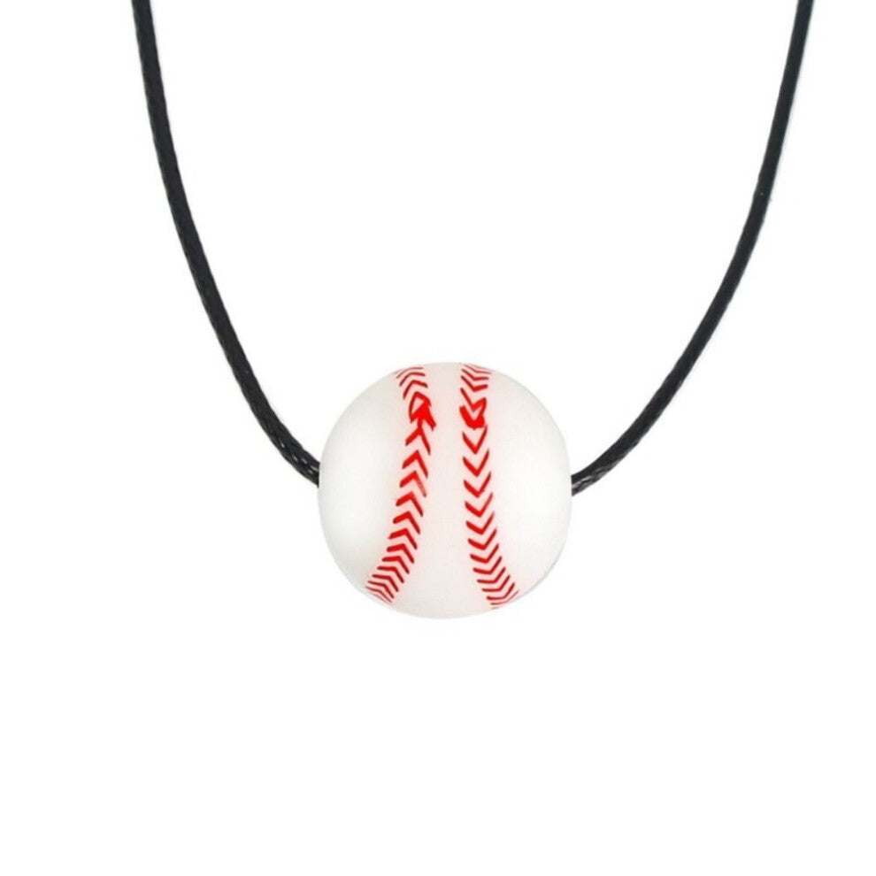 Stainless Steel Football Basketball Pendant Necklace Cord of Wax Hip Hop Man-Baseball rope-