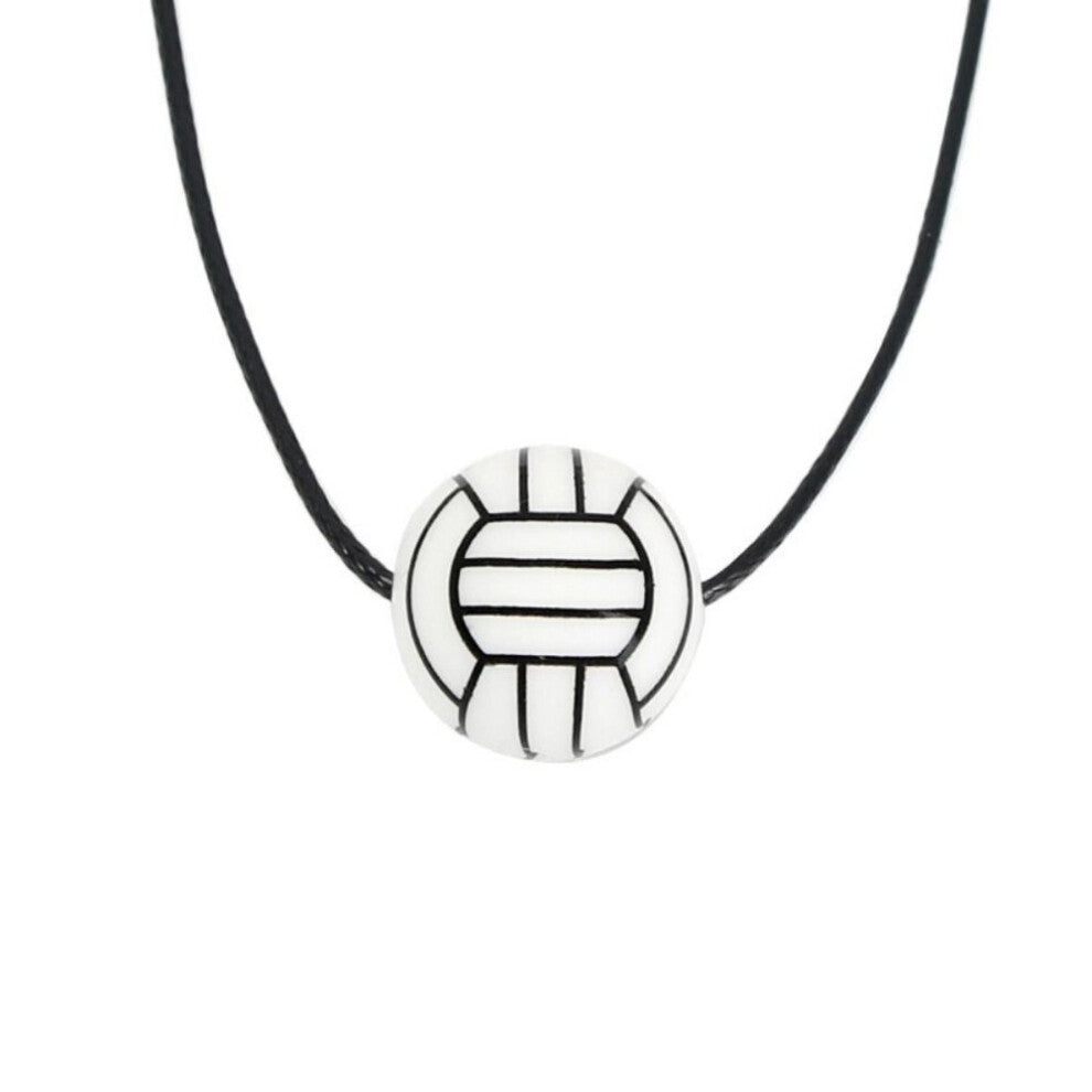 Stainless Steel Football Basketball Pendant Necklace Cord of Wax Hip Hop Man-volleyball rope-