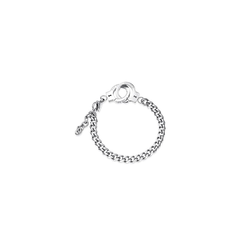 HMOOY Handcuff bracelet, Stainless Steel Handcuff Chain Link Bracelet Adjustable Anklet Bracelet Partners in Crime Black Handcuff Statement Bracelet