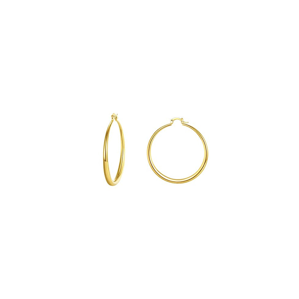 JOYMORE Gold Plated Hoop Earrings for Women 60mm Fashion Round Circle Huggie Hoops
