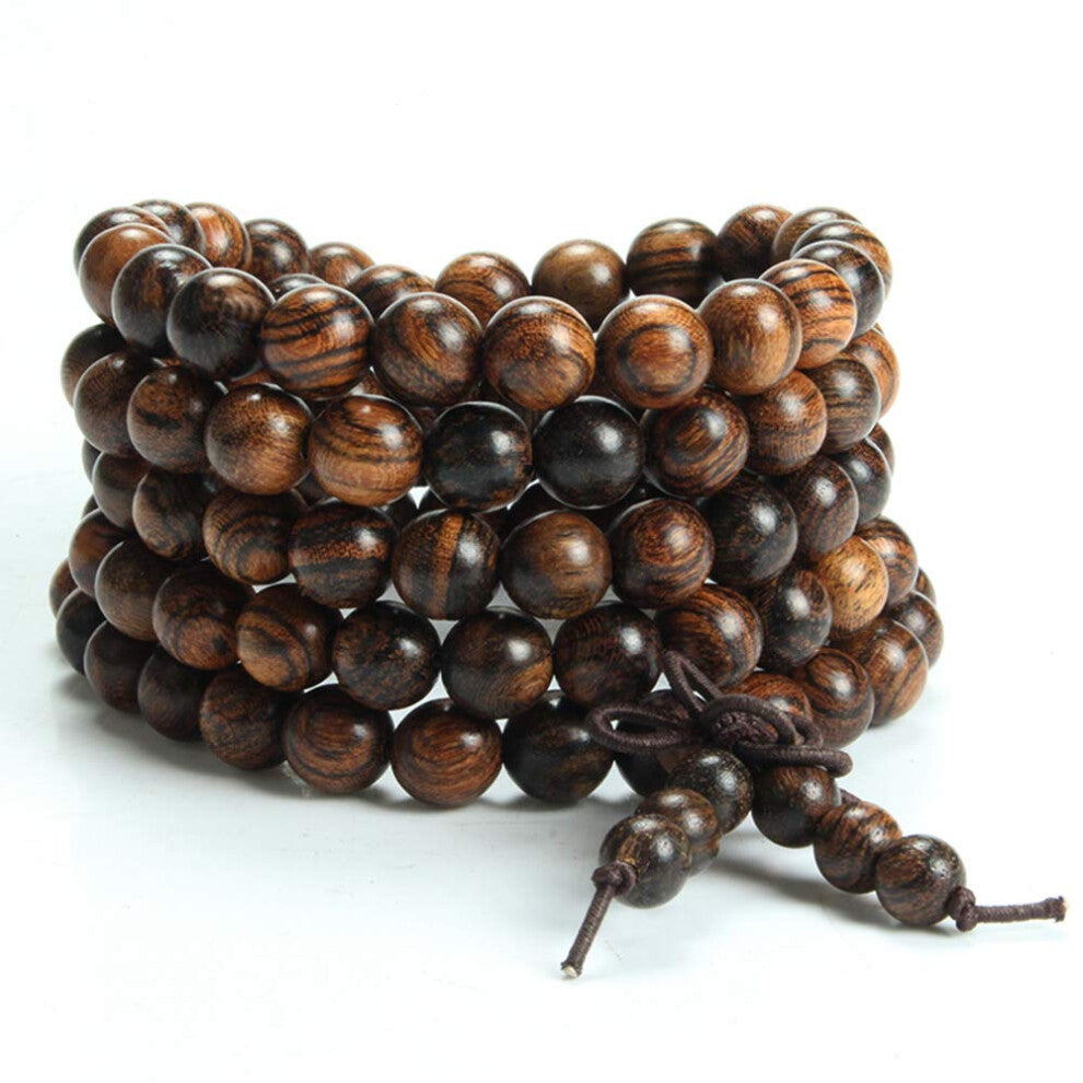 Epoch World 108 Prayer Beads Bracelet 8mm Natural Wood Tibetan Buddhist Buddha Mala Meditation bead bracelet-Necklace for Men Women in gift box