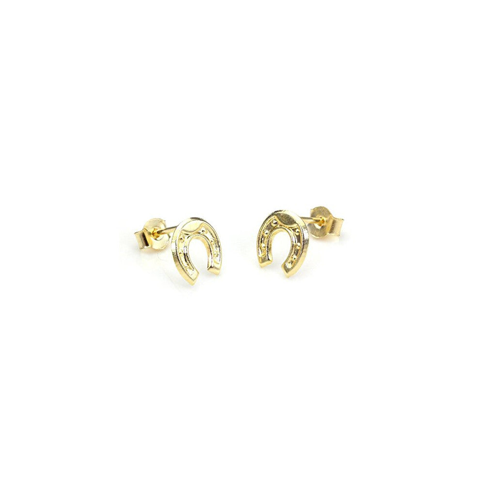 9ct Gold Horseshoe Stud Earrings-Studs-Earring-Horse Shoe