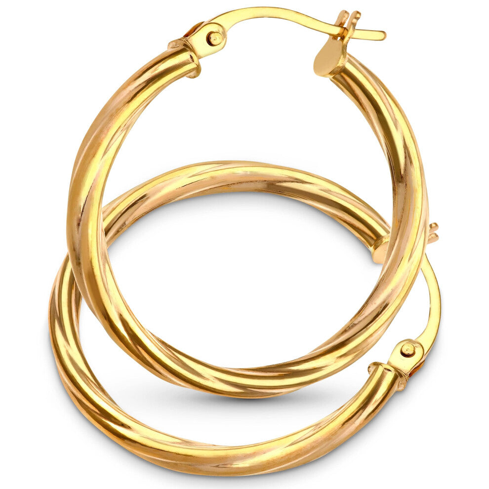 Citerna 9ct Original Gold Hoop Earrings for Women - Premium Quality Gold Earrings for All Occasions - Versatile Gold Hoops with Top Tick Closure -