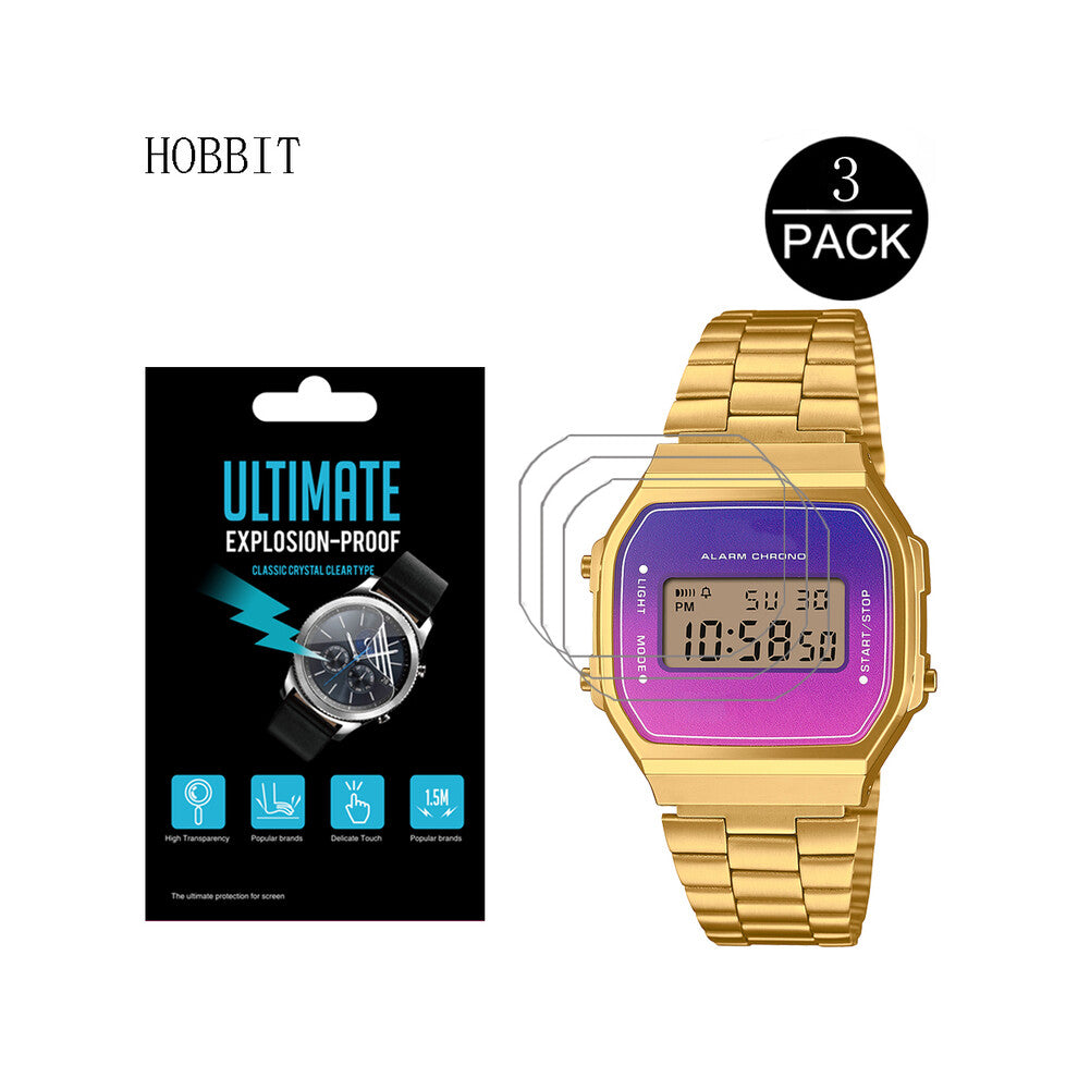 (A168WERG) 3PCS Explosion-proof Screen Protector For Casio A168WER A168WERB A168WERG PET Watch Screen LCD Protective Film NOT Glass  Screen Protectors