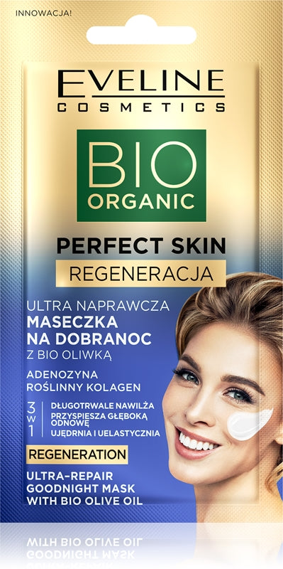 Eveline Cosmetics Perfect Skin Bio Revitalizing Night Face Mask med olivenolie 8 ml