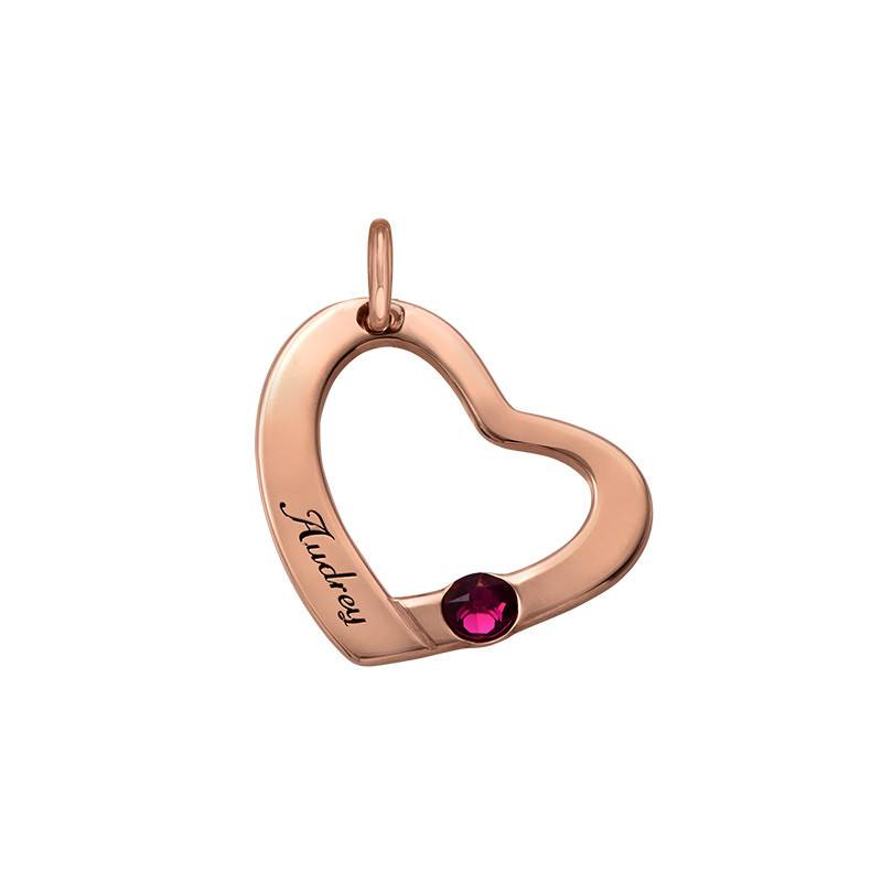 Personalised Birthstone Heart Charm - Rose Gold Plated