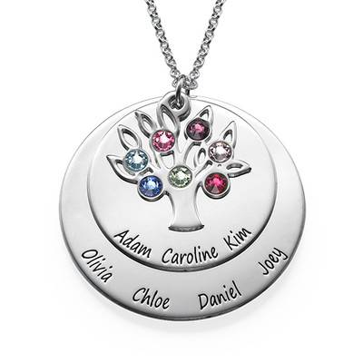 Personalised Family Tree Jewellery - Mothers Birthstone Necklace