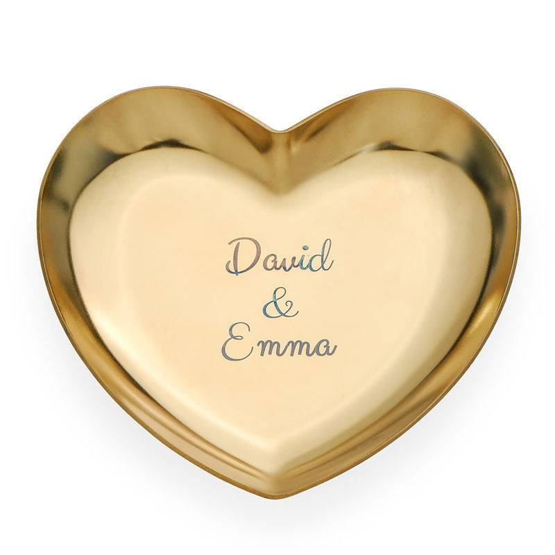 Personalised Heart Jewellery Tray in Gold Colour