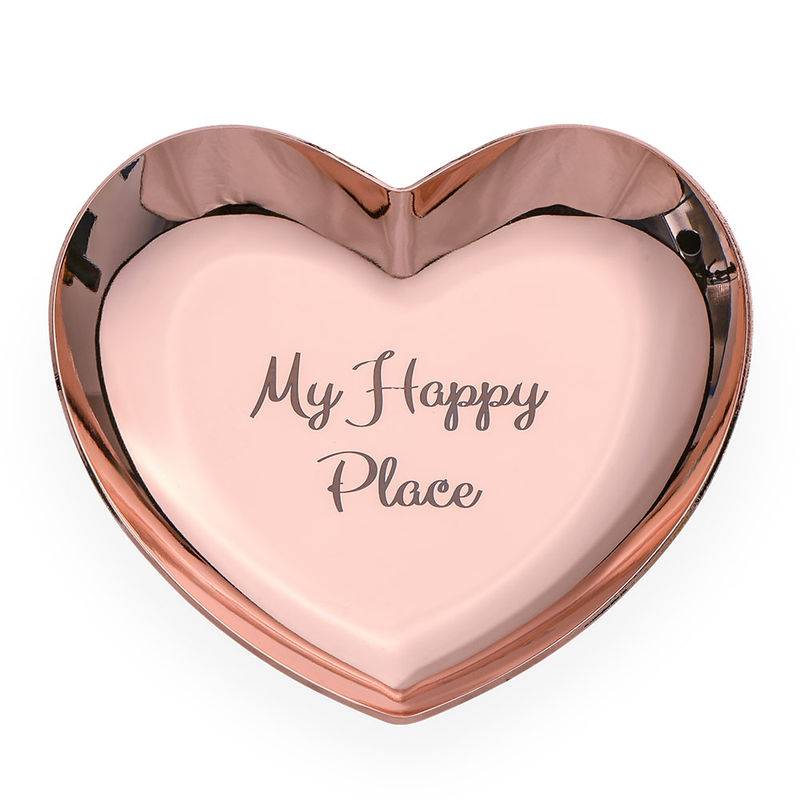 Personalised Heart Jewellery Tray in Rose Gold Colour