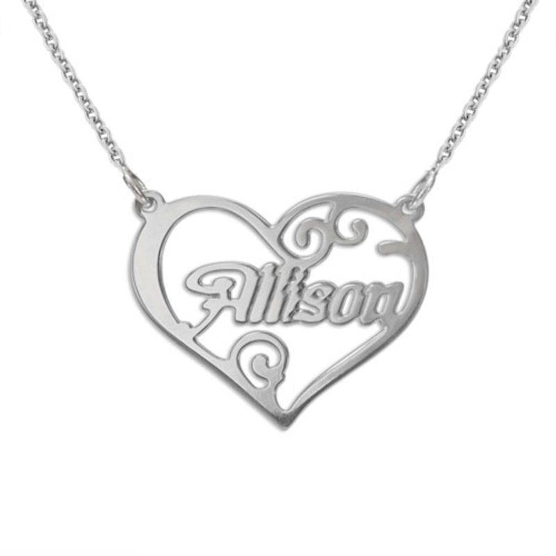 Personalised Jewellery - Intertwined Heart Name Necklace in Sterling Silver