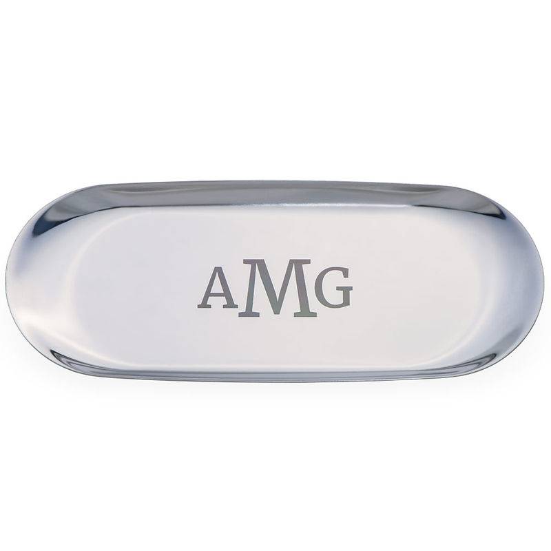 Personalised Oval Jewellery Tray in Silver Colour