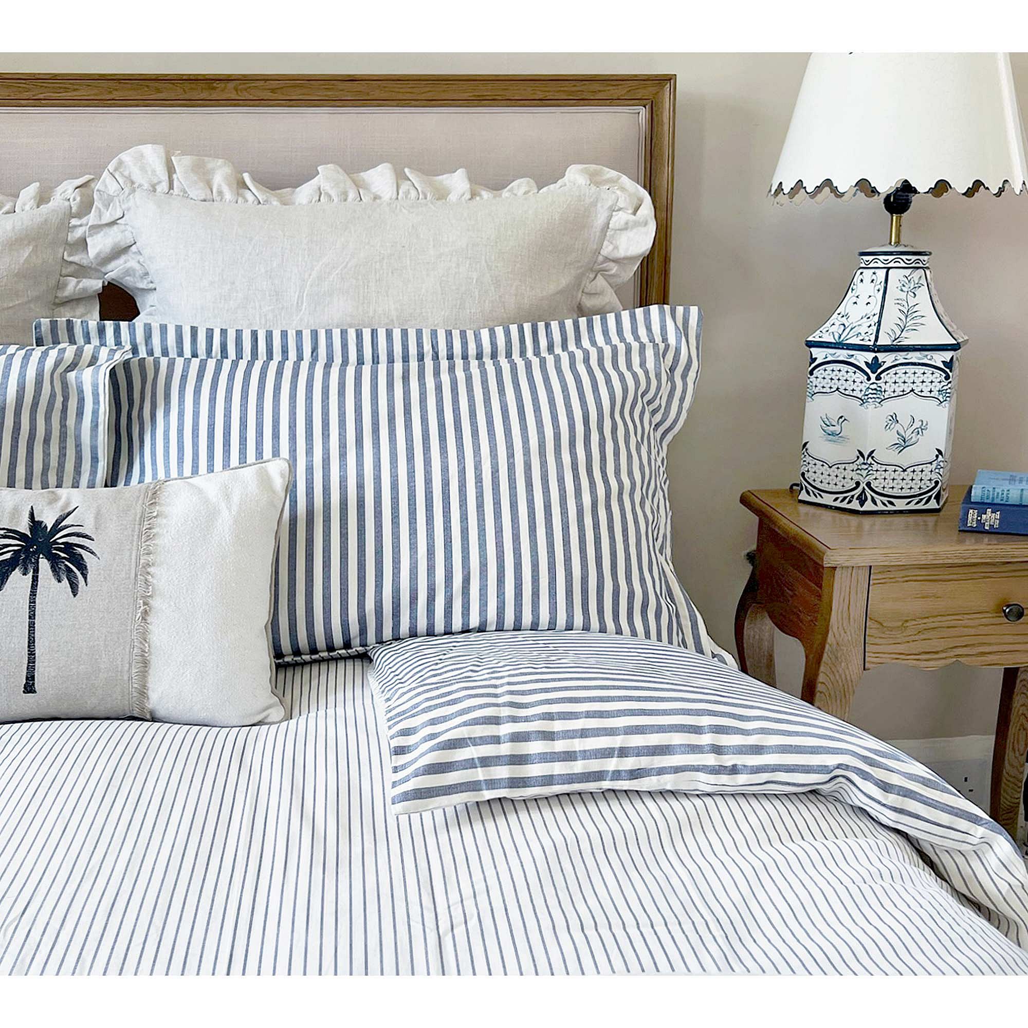 Petit Breton Stripe Bed Linen Set in Sea Blue (King Set) Matron Inn