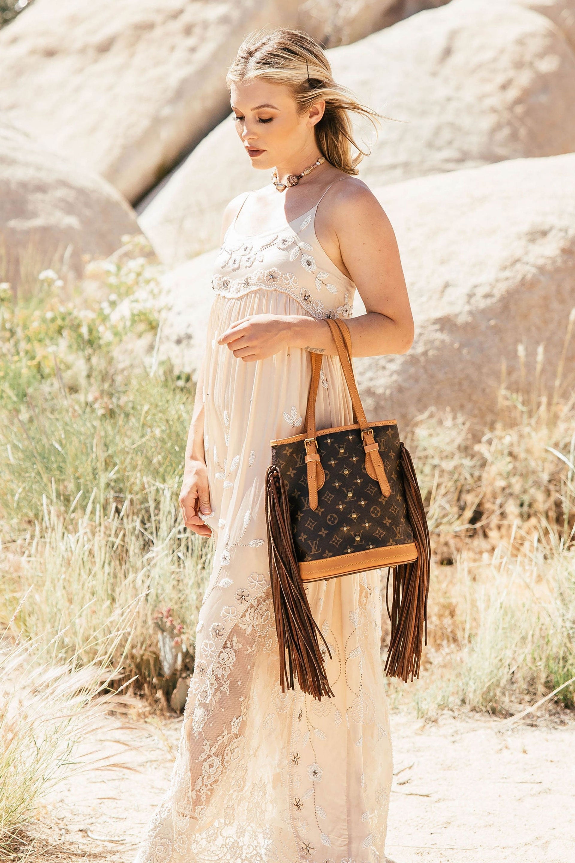 Petit French Tote with Studs - Auburn