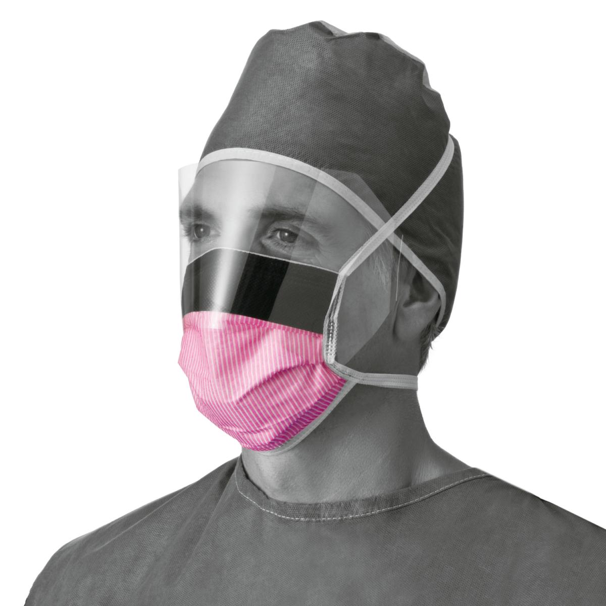 ASTM Level 3 Procedural Face Mask with Eye Shield and Ear Loops, Anti-Fog Foam, Anti-Glare Strip, Purple, Case of 100