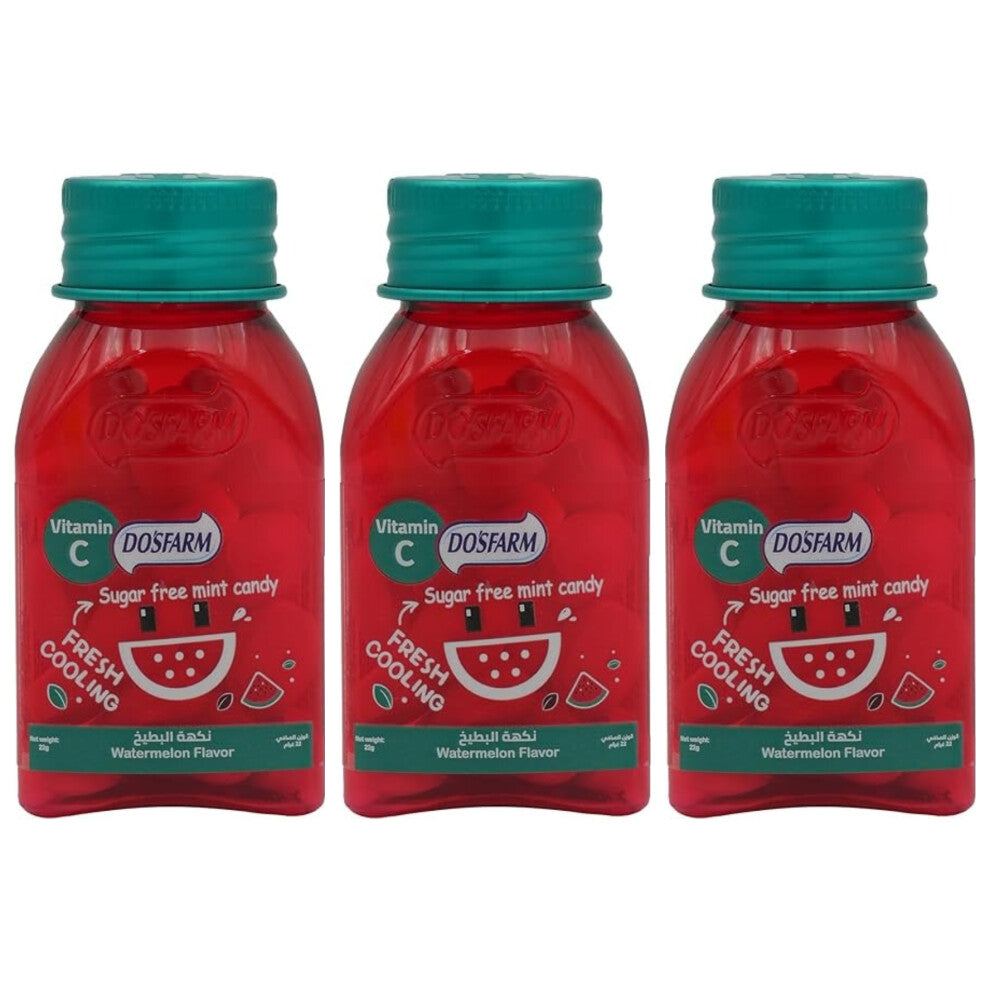 Pack Of 3 Dosfarm Watermelon Sugar-Free Mint Candy 1's - Refreshing Flavor and Calorie-Free Treat