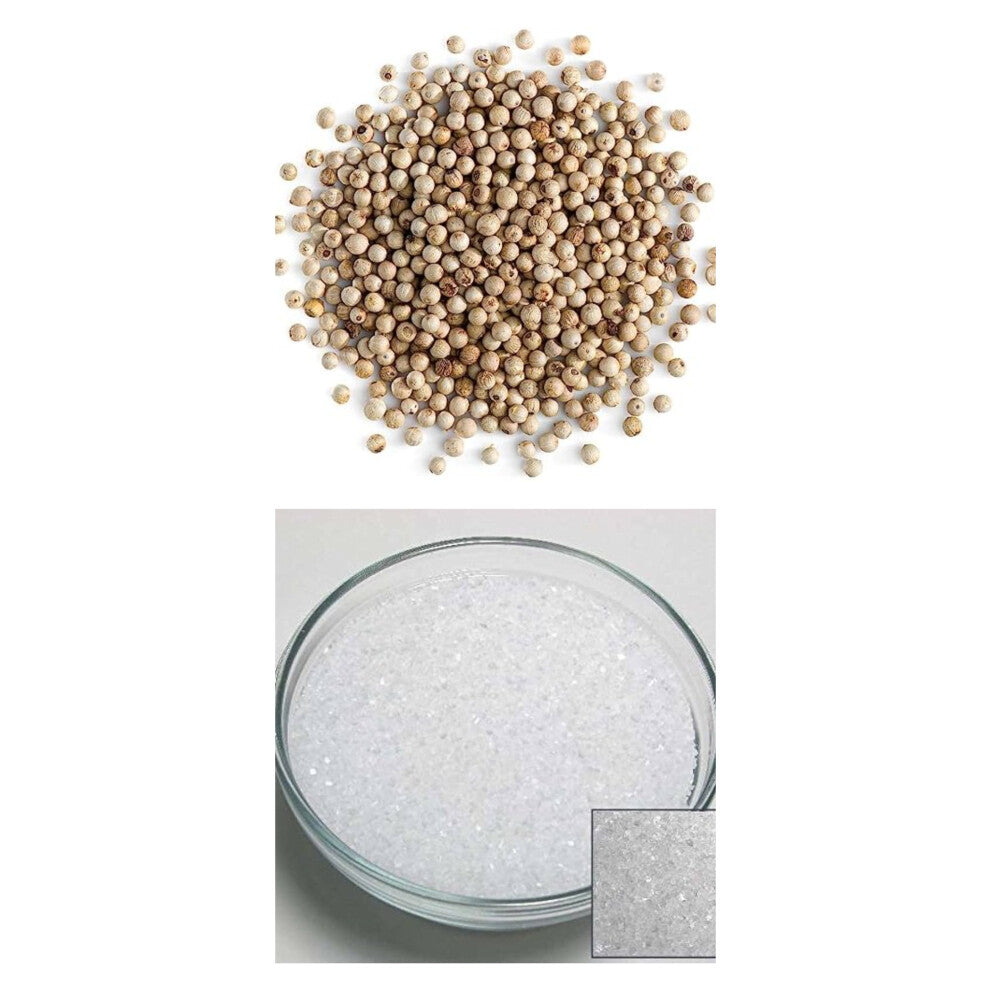 (Medium Coarse Salt , Whole White Peppercorn) Organic 250g Salt & 150g  Peppercorn