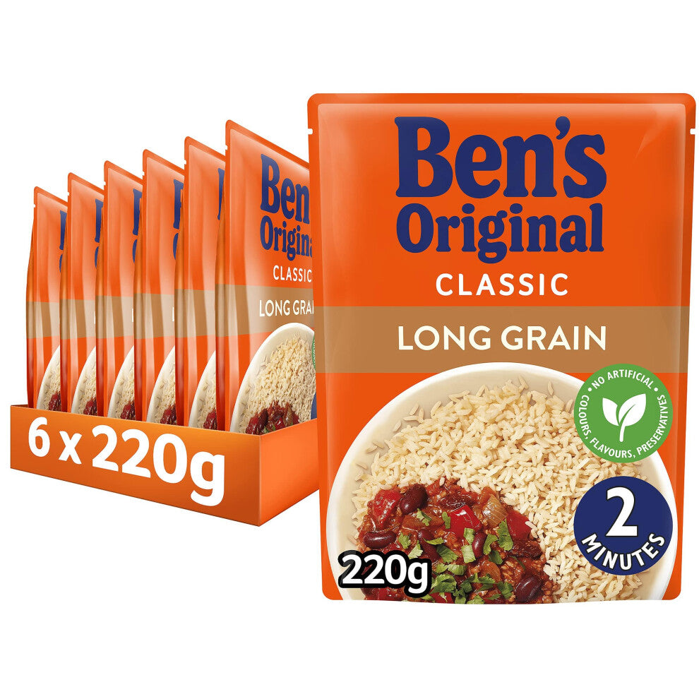 Ben's Original Long Grain Microwave Rice, 6 x 220g pouches