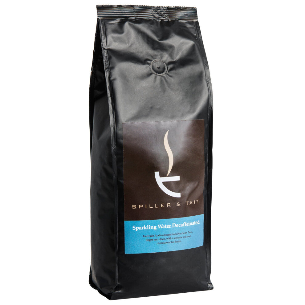 Spiller & Tait Sparkling Water Decaffeinated Coffee Beans 1kg Bag ? Fairtrade and Fresh Roasted ? Suitable for All Coffee Machines