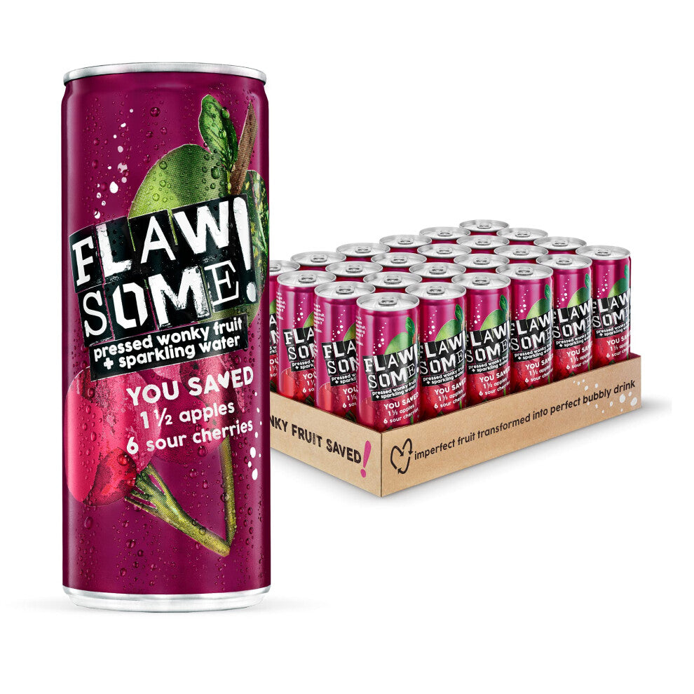Flawsome! Drinks - Lightly Sparkling Juice ? No Added Sugar 100% Pressed Fruit Juice Water - Fizzy Fruit Drink - Low Calorie Healthy Soda Alternative