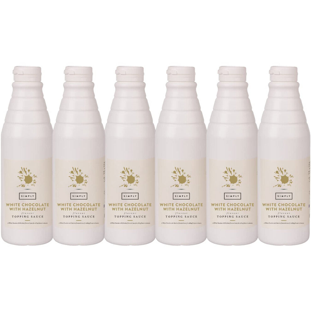 Simply White Chocolate with Hazelnut Flavouring Topping Sauce, Ready to Use Dessert Sauce for Ice Cream, Waffles, Pancakes, Coffee & Milkshakes 1kg