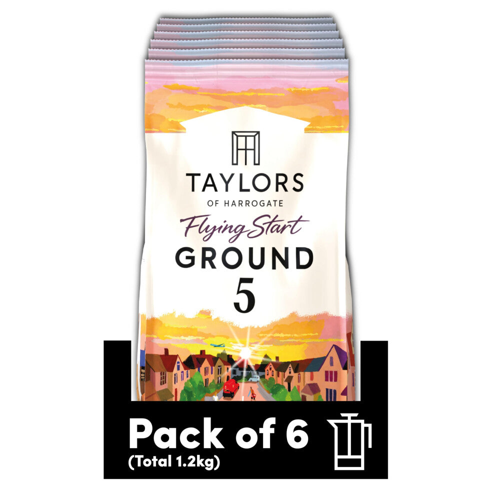 Taylors of Harrogate Flying Start Ground Coffee, 200 g (Pack of 6 - Total 1.2kg)