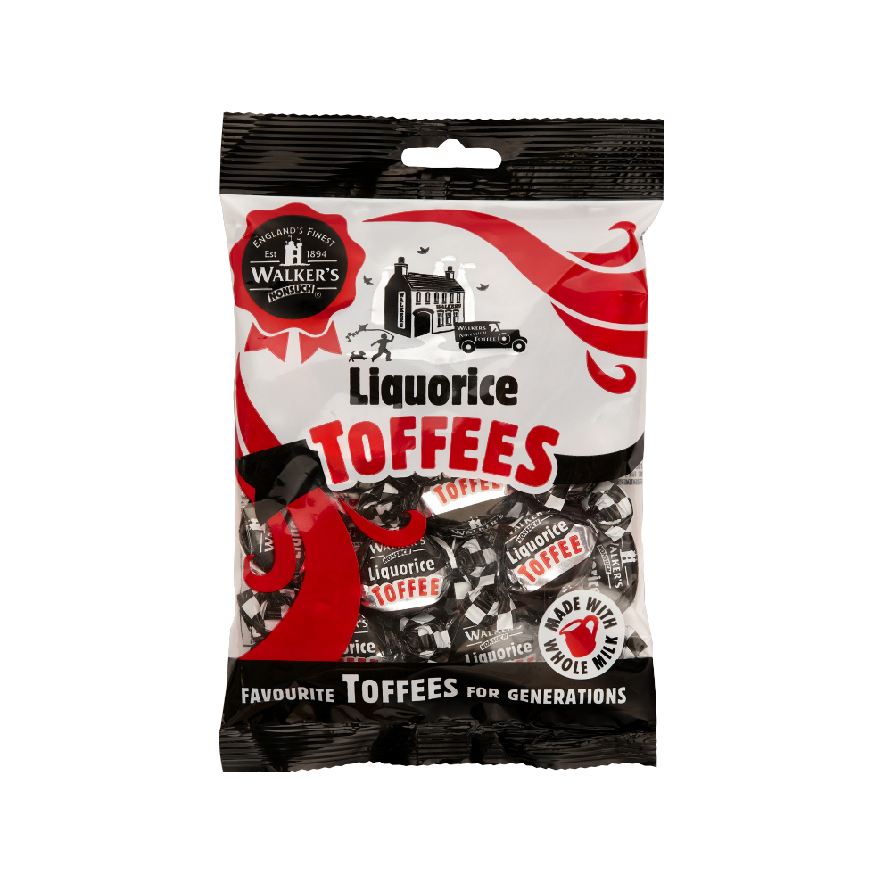 WALKER'S NONSUCH Liquorice Toffees - Bag 150g (Pack of 12)