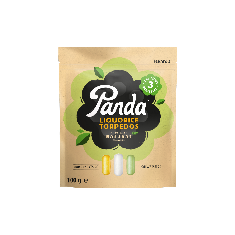 PANDA Natural Liquorice Torpedos 100g (Pack of 18)