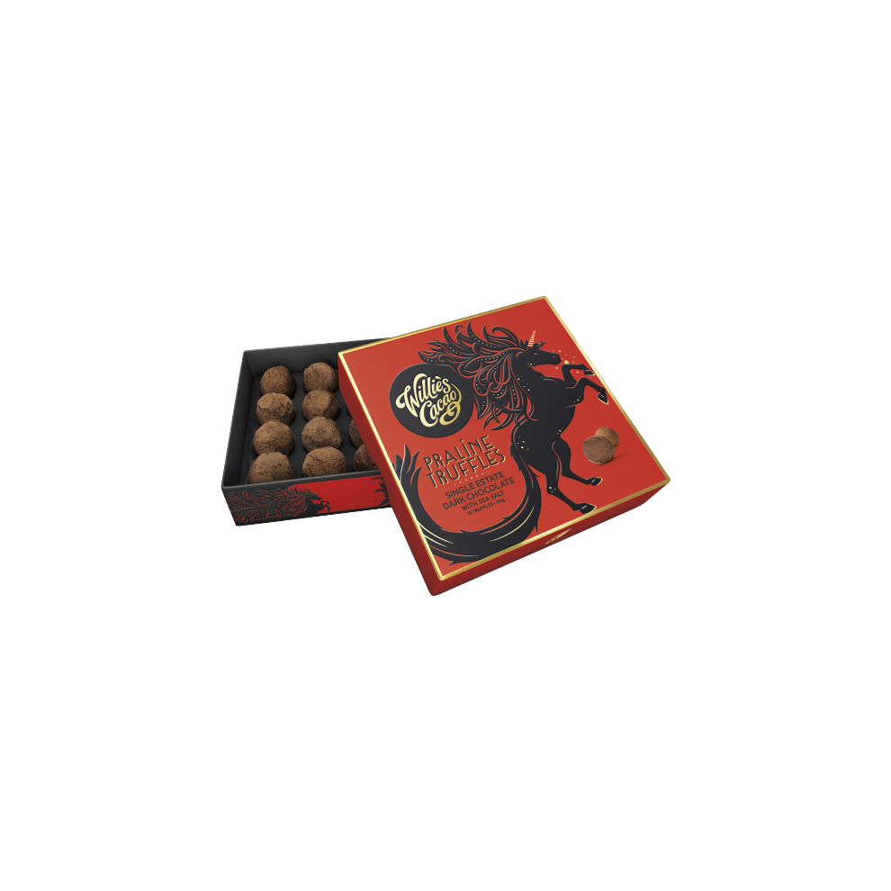 WILLIE'S CACAO Praline Truffles - Dark Choc - Sea Salt 110g (Pack of 6)