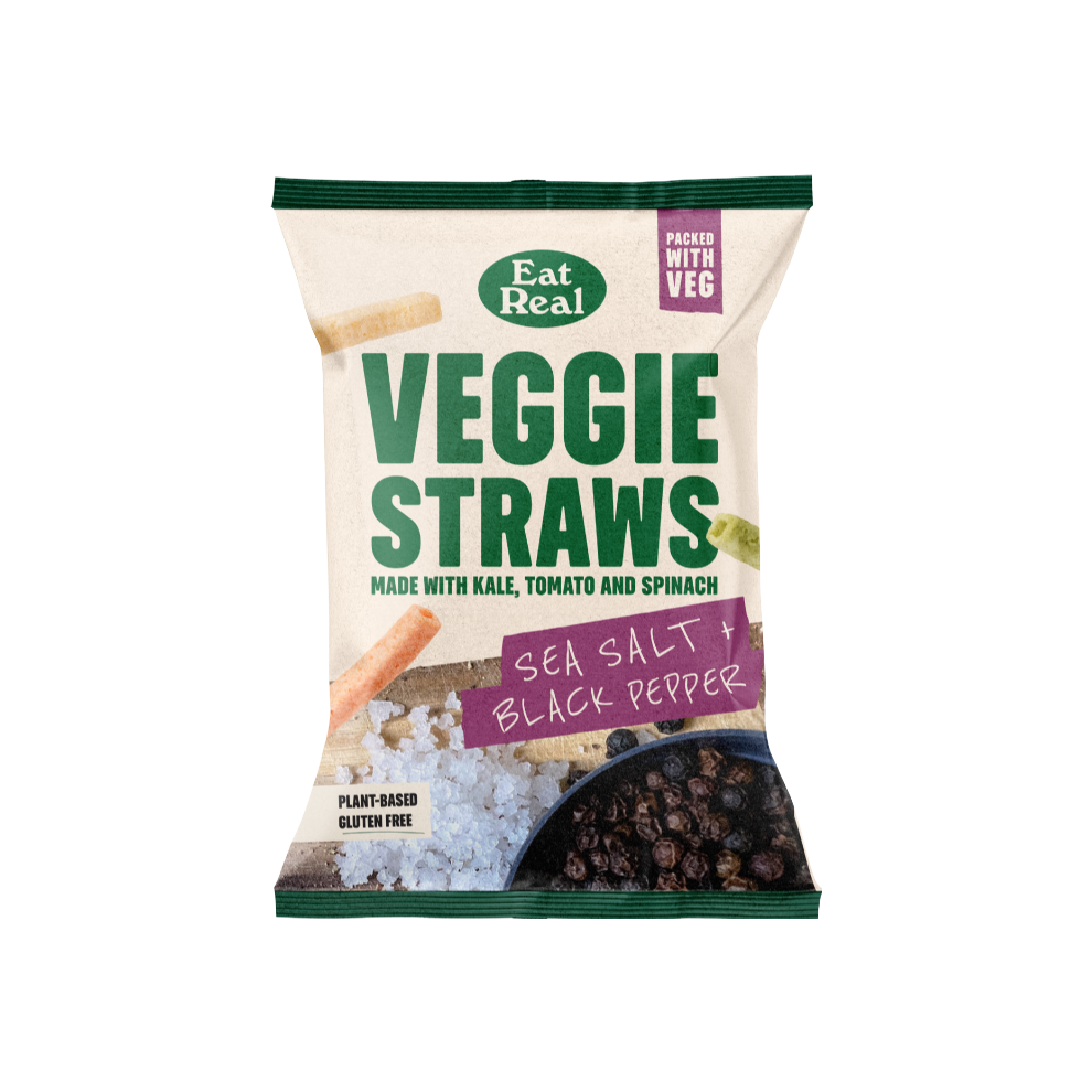 EAT REAL Veggie Straws - Sea Salt Black Pepper 110g (Pack of 10)
