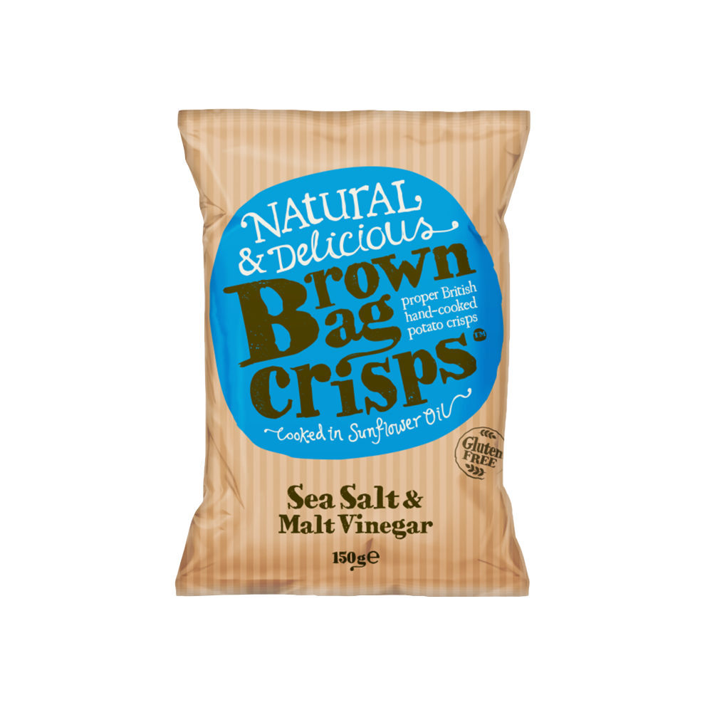 BROWN BAG CRISPS Sea Salt & Malt Vinegar 150g (Pack of 10)