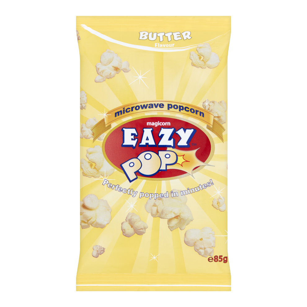 EAZY POP Microwave Popcorn - Butter Flavour 85g (Pack of 16)