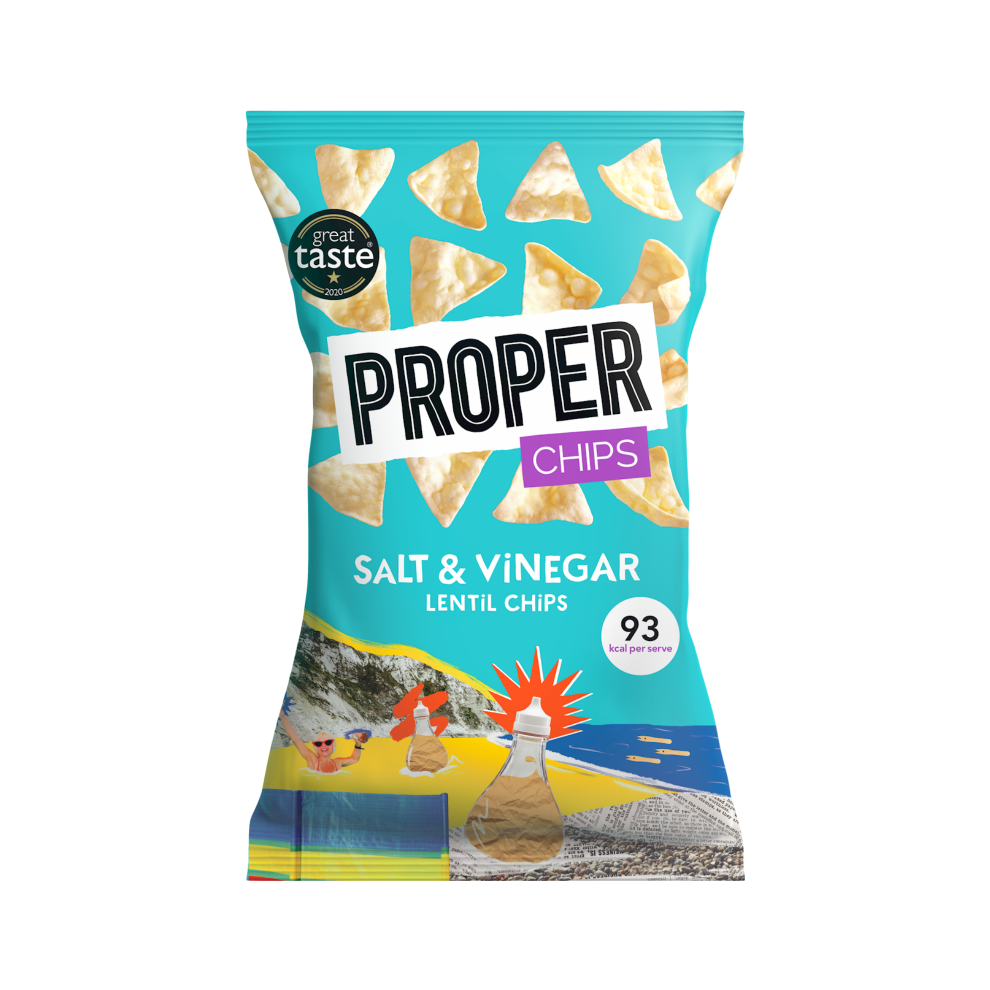 PROPER Chips - Salt & Vinegar Lentil Chips 85g (Pack of 8)