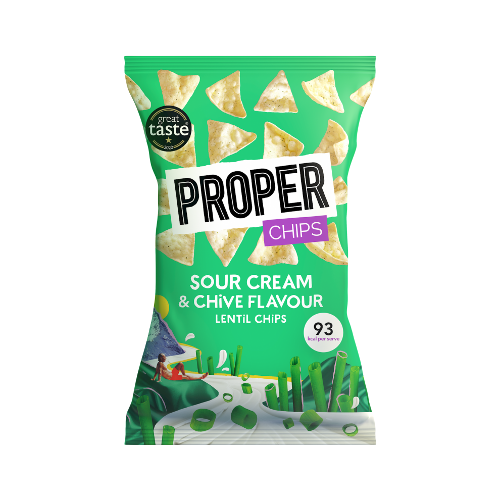 PROPER Chips - Sour Cream & Chive Lentil Chips 85g (Pack of 8)