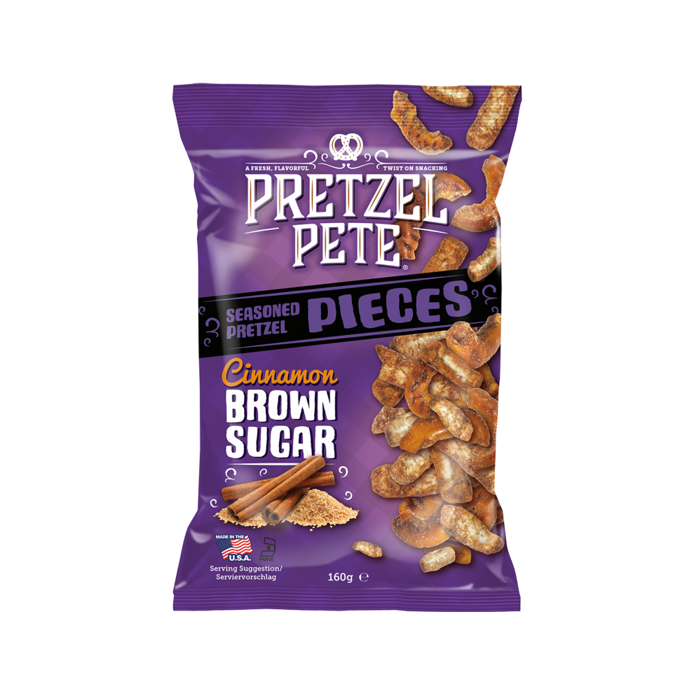 PRETZEL PETE Pretzel Pieces - Cinnamon Brown Sugar 160g (Pack of 8)
