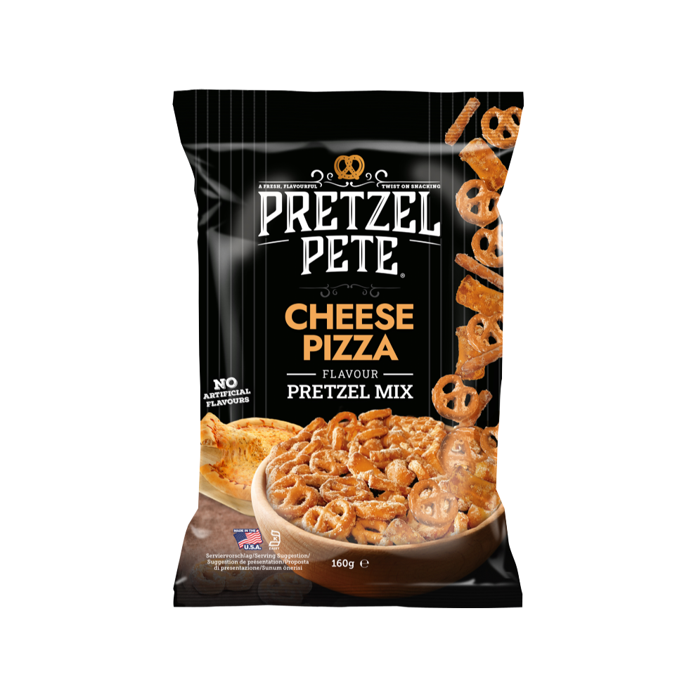 PRETZEL PETE Cheese Pizza Flavour Pretzel Mix 160g (Pack of 8)