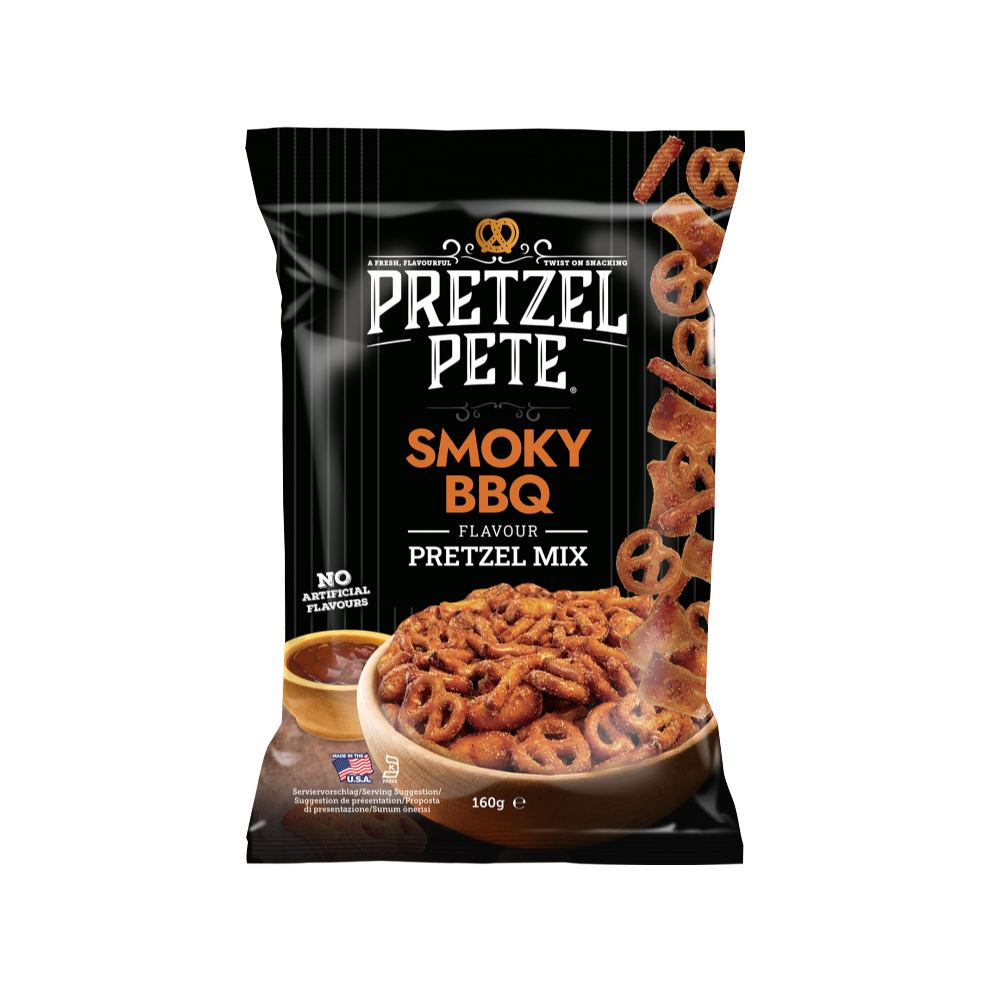 PRETZEL PETE Smoky BBQ Flavour Pretzel Mix 160g (Pack of 8)